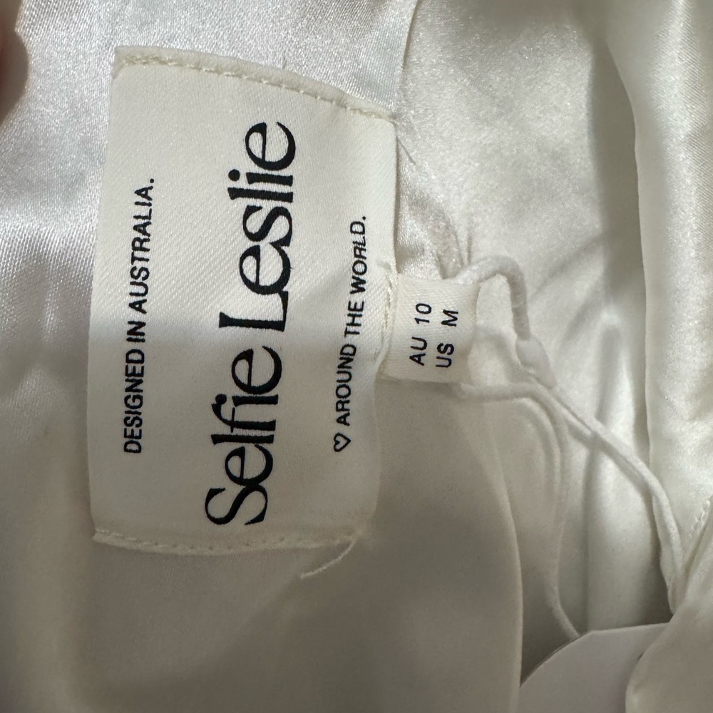 Selfie Leslie White One-Shoulder Pleated Gown with Side Cutout - Picture 7 of 7